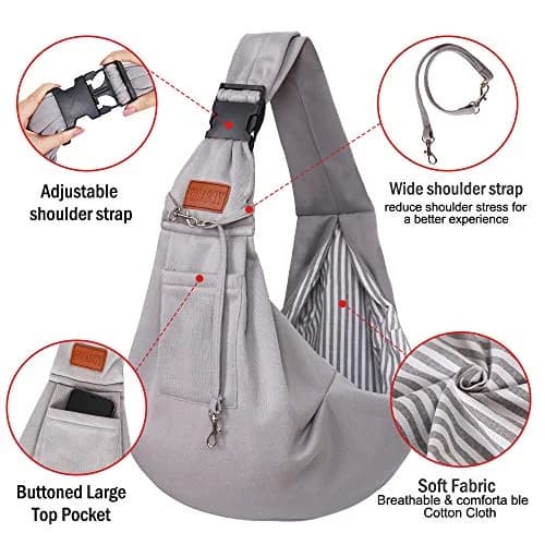 FDJASGY Small Dog Sling Carrier Grey | Hands-Free Pet Travel Bag Backpack 30cm (12in) | Breathable Mesh for Small Dogs & Puppies thumbnail 3