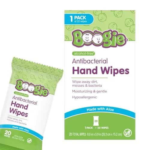 Boogie Antibacterial Hand Wipes - 20 Count | Alcohol-Free, Hypoallergenic, Moisturizing thumbnail 1
