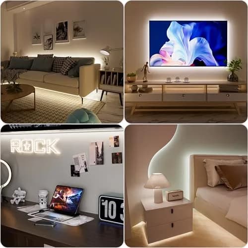 PAUTIX 5V USB LED Strip Light 2m (6.56ft) with Dimmer | 640 LEDs, 6000K Daylight White, CRI 90+ thumbnail 5