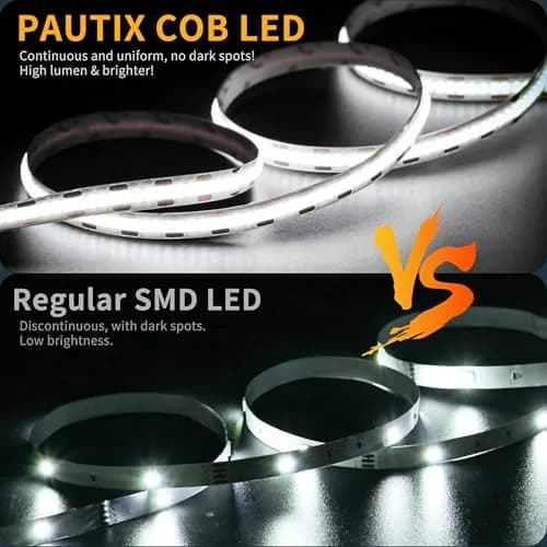 PAUTIX 5V USB LED Strip Light 2m (6.56ft) with Dimmer | 640 LEDs, 6000K Daylight White, CRI 90+ thumbnail 8