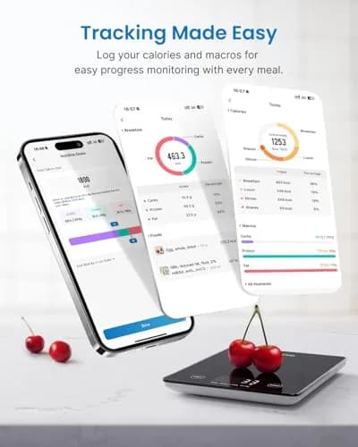 RENPHO Smart Food Scale with Nutritional Calculator, Bluetooth App, Black | Accurate Kitchen & Nutrition Tracking thumbnail 3
