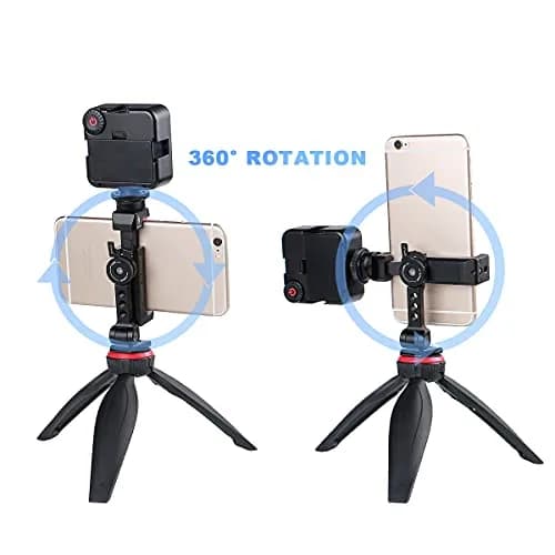 ARNARKOK Metal Phone Tripod Mount with Rotatable Cold Shoe | 360° Swivel & Tilt, Aluminum Body for Vlogging & Live Streaming thumbnail 4