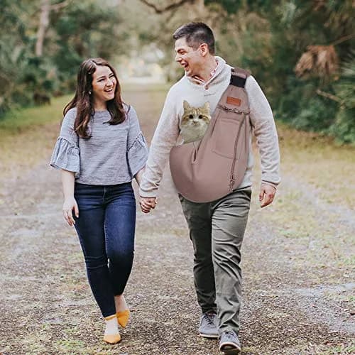 FDJASGY Small Dog Sling Carrier Khaki | Hands-Free Adjustable Pet Travel Bag for Outdoor Travel thumbnail 8