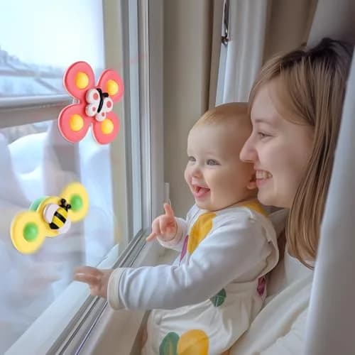 ALASOU Suction Cup Spinner Airplane Travel Toys 3-Pack | Engaging Play for Babies 12+ Months thumbnail 2