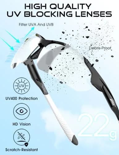 ATTCL Polarized Wrap Around Sunglasses for Men | TR90 Frame, UV400 Protection, 77mm Lens Width thumbnail 4