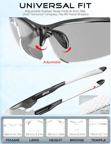 ATTCL Polarized Wrap Around Sunglasses for Men | TR90 Frame, UV400 Protection, 77mm Lens Width thumbnail 6
