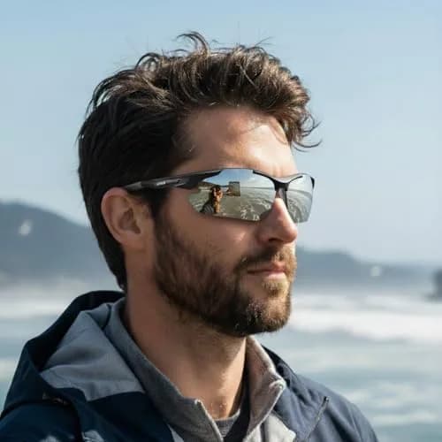 ATTCL Polarized Wrap Around Sunglasses for Men | TR90 Frame, UV400 Protection, 77mm Lens Width thumbnail 9