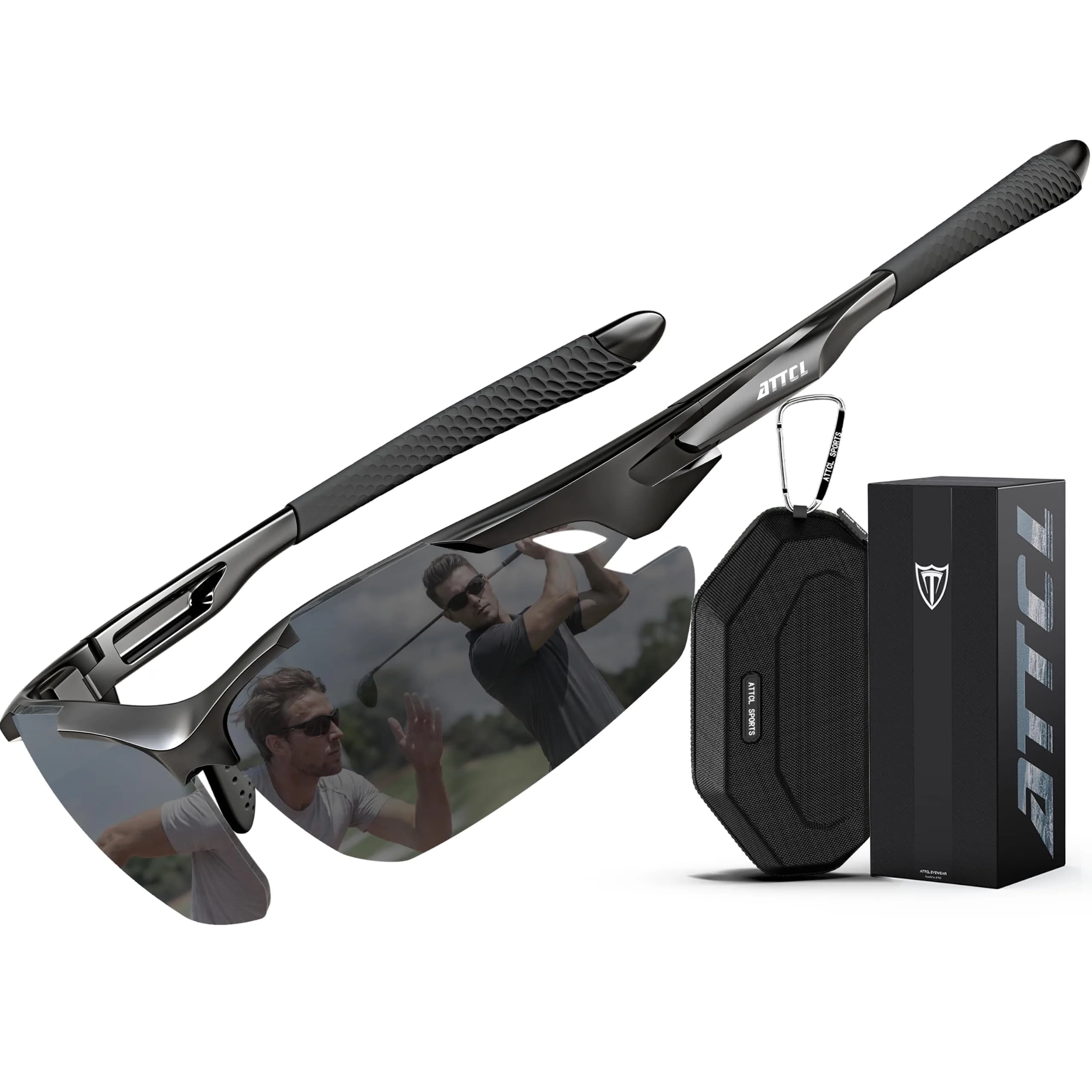 ATTCL Polarized Wrap Around Sunglasses for Men | UV400 Protection, TR90 Frame, 77mm Lens Width — 2026-black-black /Not Mirrored