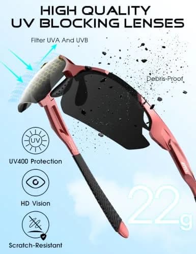 ATTCL Polarized Sports Sunglasses for Men, Wrap Around TR90 UV400 Protection, 77mm Lens Width | Running, Fishing, Golf thumbnail 4