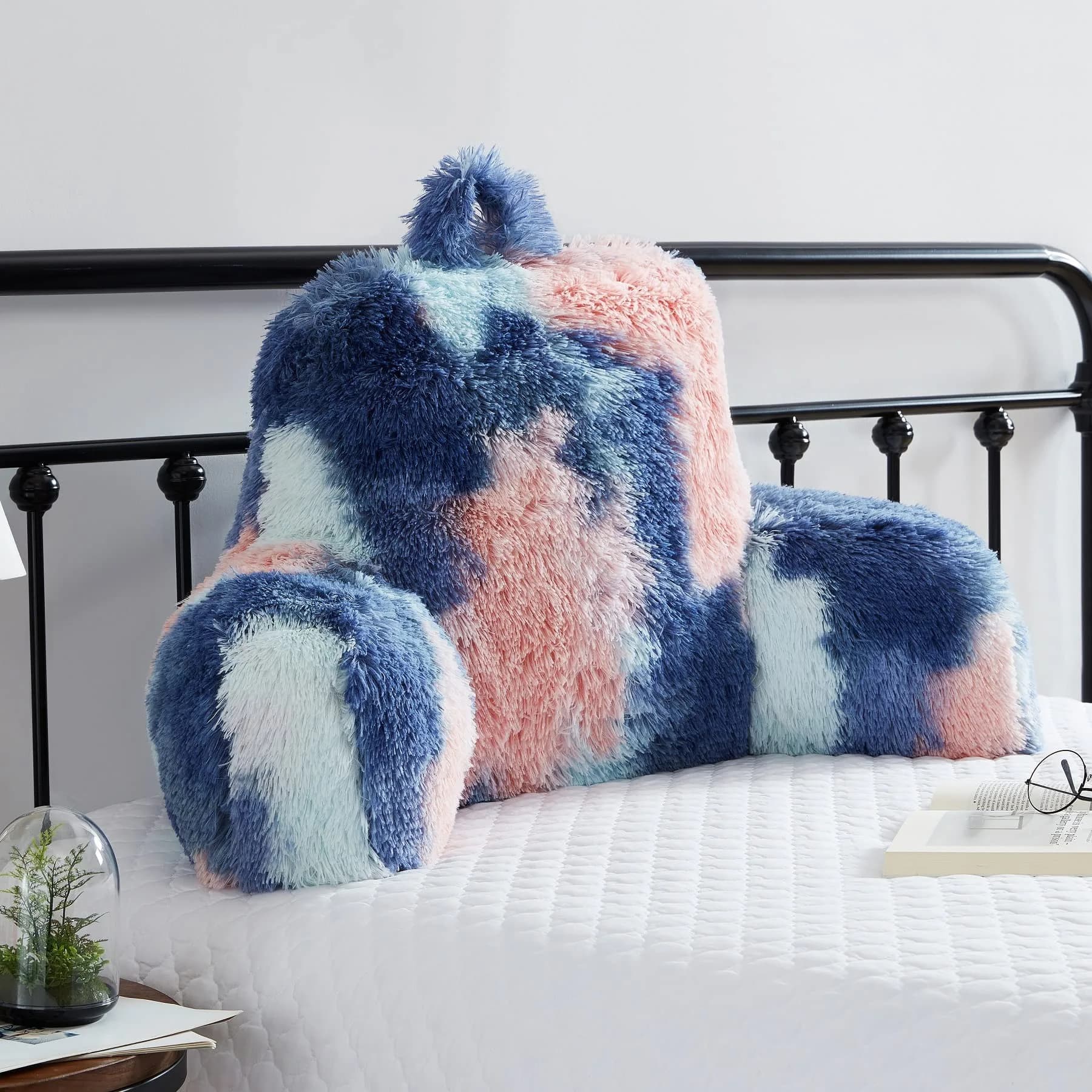 Barobke Bed Fluffy Fur Reading Pillow for Adults & Kids | Unisize, Support & Comfort in Bed or Chair