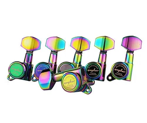 Guyker Guitar Locking Tuners (6-Pack, Left) - 1:18 Ratio Machine Heads | Chameleon Rainbow Finish thumbnail 2
