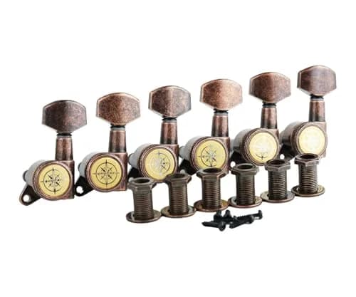 Guyker Guitar Locking Tuners (6 Left) - 1:18 Ratio Machine Heads for Electric/Acoustic Guitars | Antique Bronze thumbnail 2