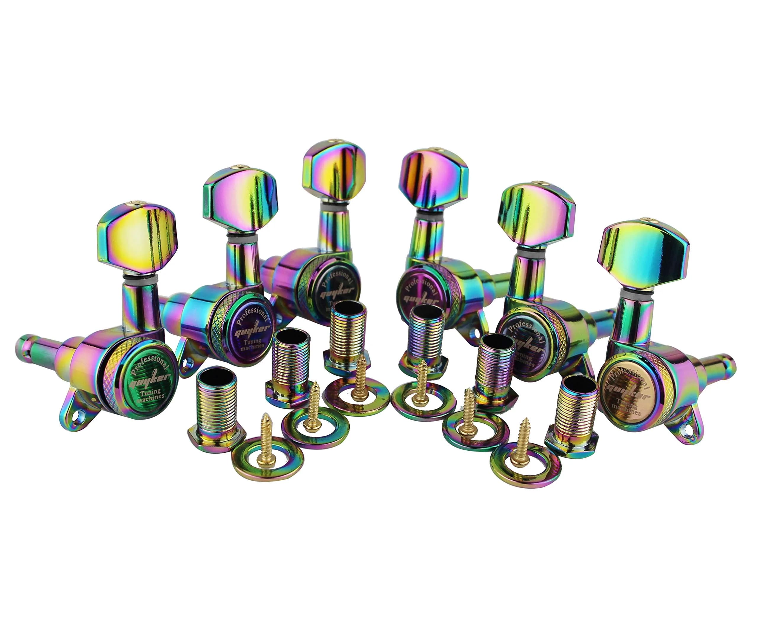 Guyker Chameleon Rainbow 3L + 3R Guitar Locking Tuners - 1:18 Ratio Machine Heads