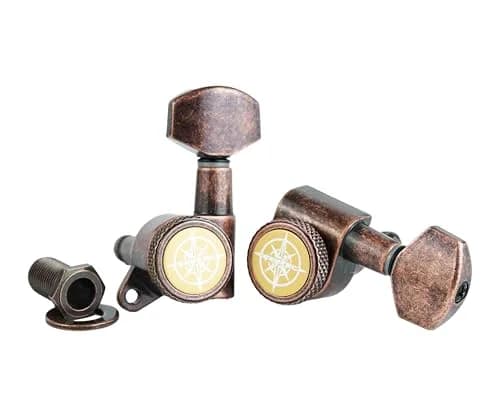 Guyker Guitar Locking Tuners (3L+3R) - 1:18 Ratio Machine Heads | Antique Bronze Finish thumbnail 3