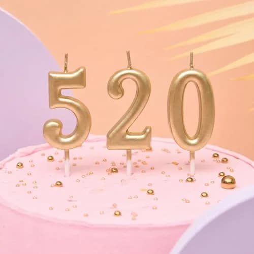 PHD CAKE Champagne Gold Number Birthday Candles 0-9 | 10 Pieces, 4.33 inches Tall thumbnail 2
