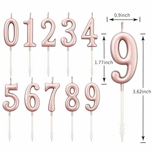PHD CAKE Rose Gold Numeral Birthday Candles 0-9 (10 Pieces, 10.99 cm / 4.33 inches) | Glitter Cake Topper for Celebrations thumbnail 6