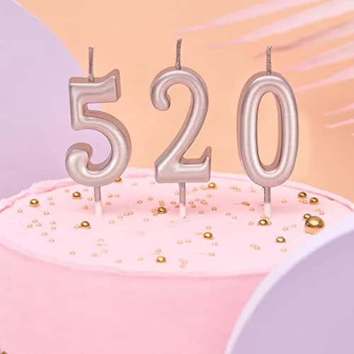 PHD CAKE Rose Gold Numeral Birthday Candles 0-9 (10 Pieces, 10.99 cm / 4.33 inches) | Glitter Cake Topper for Celebrations thumbnail 2