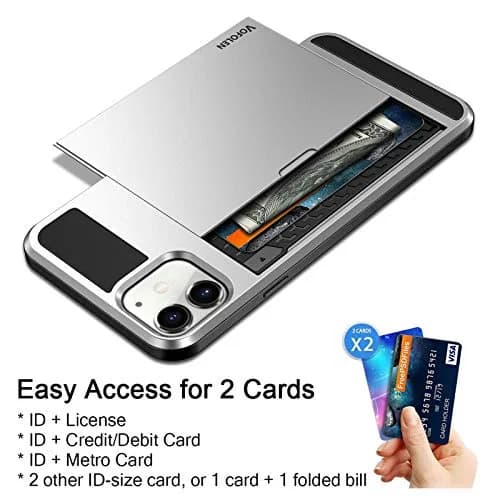Vofolen iPhone 11 Wallet Case Silver | Card Holder & Slim Design thumbnail 3