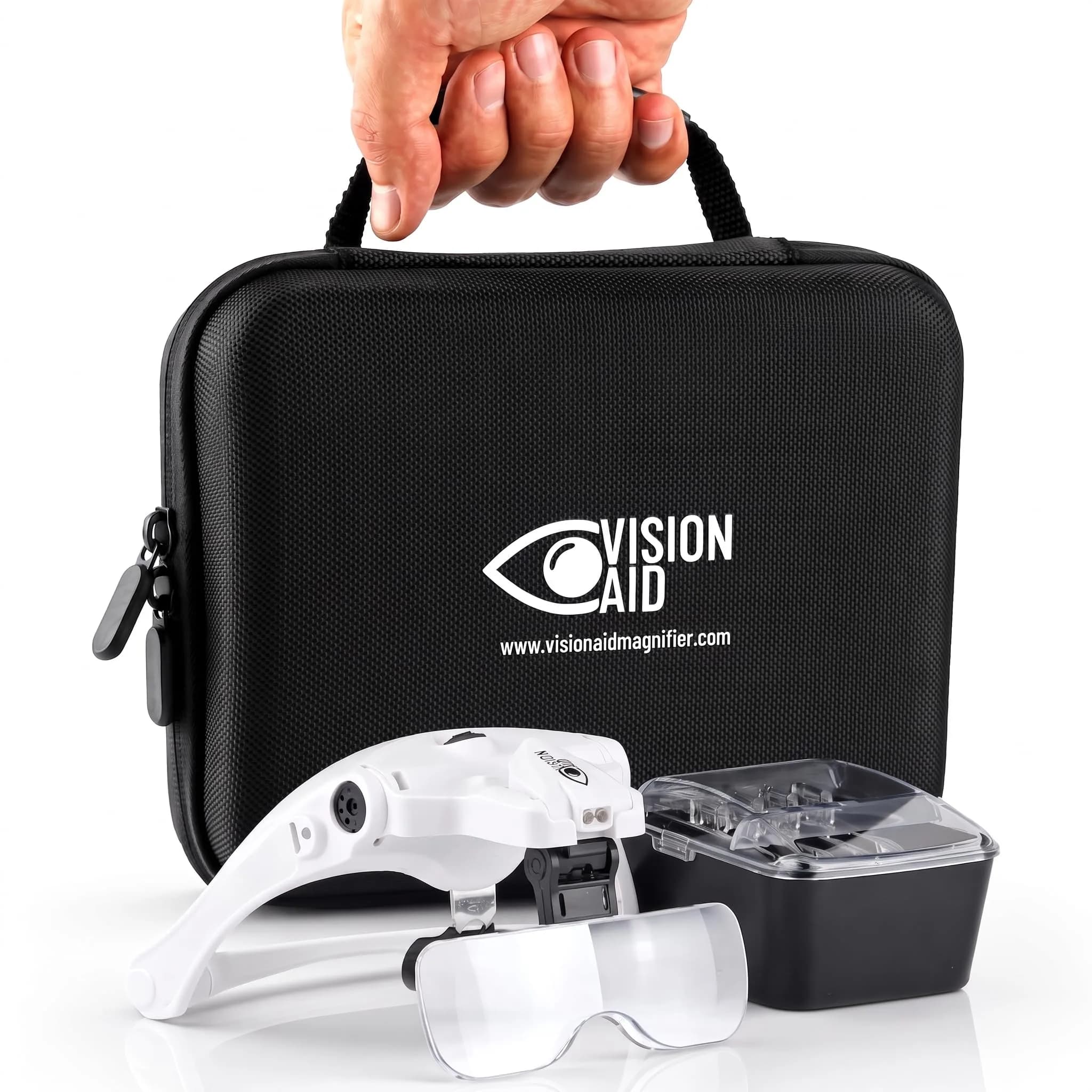 Vision Aid Headband Magnifier with LED Light, 5 Lenses & Case | Hands-Free Magnifying Glass for Crafts & Close Work - main product image