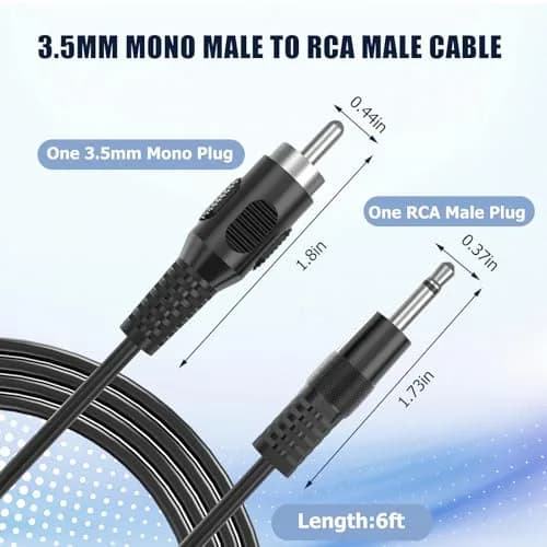RFAdapter Mono RCA to 3.5mm Audio Cable 1.83m (6ft) | Seamless Mono Audio Transmission thumbnail 6