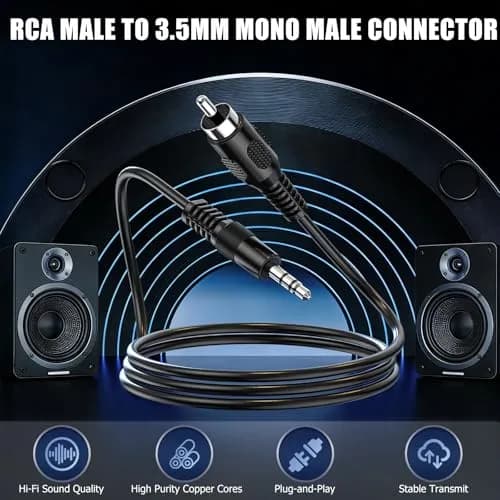 RFAdapter Mono RCA to 3.5mm Audio Cable 1.83m (6ft) | Seamless Mono Audio Transmission thumbnail 2