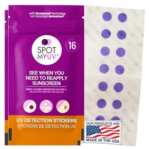 SPOTMYUV Sunscreen Stickers, UV Detection SPF Indicator Dots, 32 Count | Real-Time Sun Safety Monitoring thumbnail 1