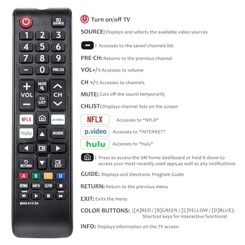 LOUTOC Replacement BN59-01315A Remote Control for Samsung 4K Smart TV | Infrared Universal Control thumbnail 6