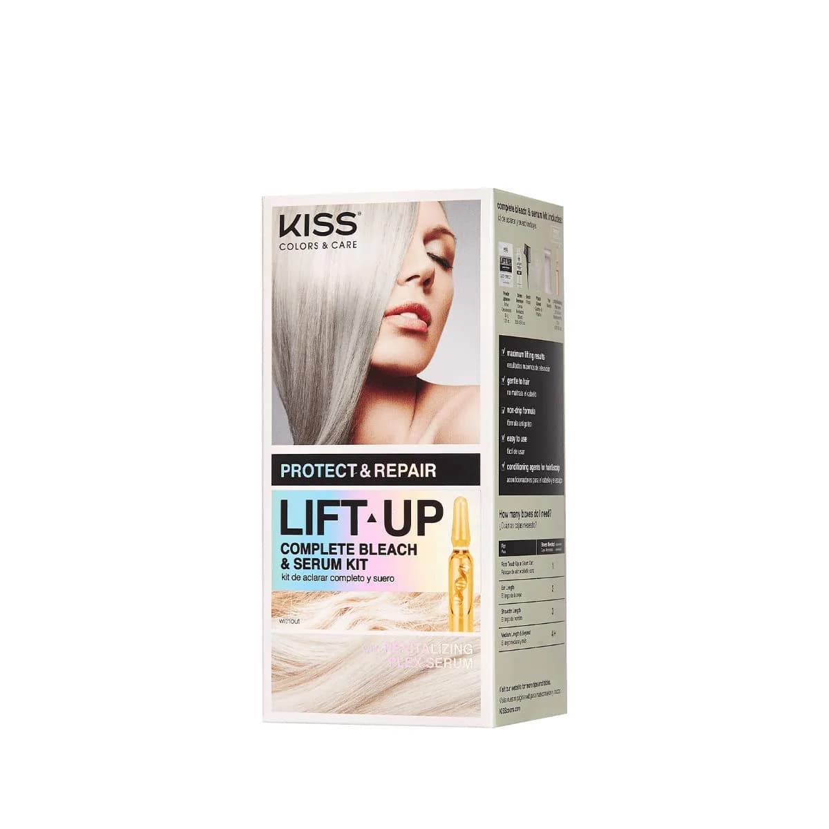 KISS Lift Up Complete Hair Bleach Kit with Rose Pink Toner & Plex Serum | 6-Pc DIY Kit