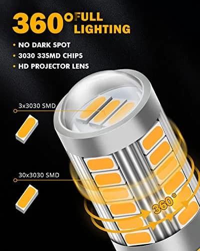 Auxbeam 3157 Amber Yellow LED Bulbs 4000 Lumens (Pack of 2) | Super Bright Turn Signal Replacement thumbnail 4