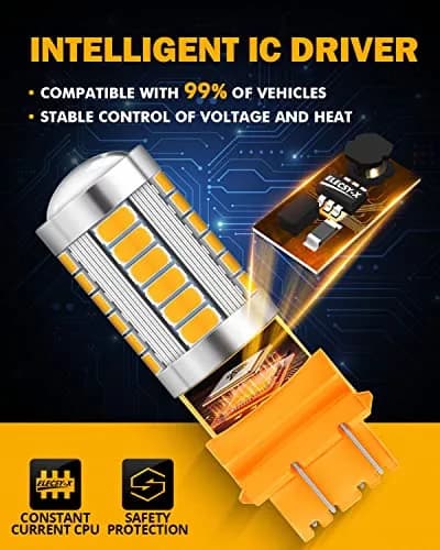 Auxbeam 3157 Amber Yellow LED Bulbs 4000 Lumens (Pack of 2) | Super Bright Turn Signal Replacement thumbnail 7