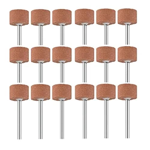 Luo ke 18pcs 1/8'' Shank Rotary Grinding Stones for Metal & Glass | Coarse 120 Grit, Red Corundum, Cylindrical Shape thumbnail 1