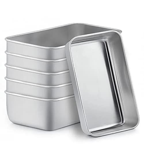 TeamFar Stainless Steel Loaf Pans for Baking, 9.25 x 5 x 2.5 Inch (23.5 x 12.7 x 6.35 cm) — Set of 6 | Even Baking & Easy Release thumbnail 1