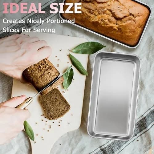 TeamFar Stainless Steel Loaf Pans for Baking, 9.25 x 5 x 2.5 Inch (23.5 x 12.7 x 6.35 cm) — Set of 6 | Even Baking & Easy Release thumbnail 6