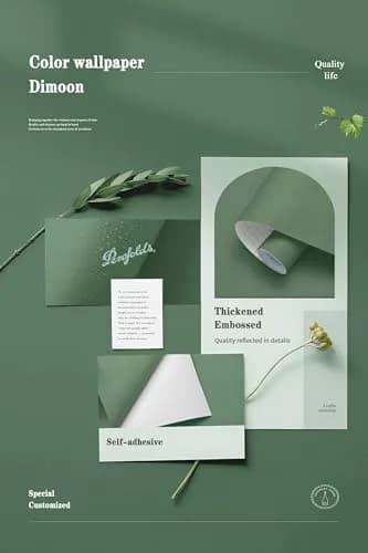 Dimoon Green Peel and Stick Wallpaper 17.7"x78.7" | Modern Self Adhesive Wall Covering thumbnail 4