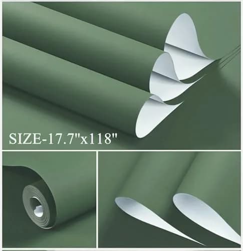 Dimoon Green Peel and Stick Wallpaper 17.7"x78.7" | Modern Self Adhesive Wall Covering thumbnail 2