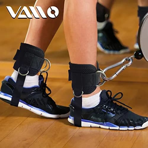 VAIIO Ankle Straps for Cable Machines, Adjustable Comfort Fit Neoprene (Pair, Black) | Double D-Ring Lower Body Workout Attachments thumbnail 6