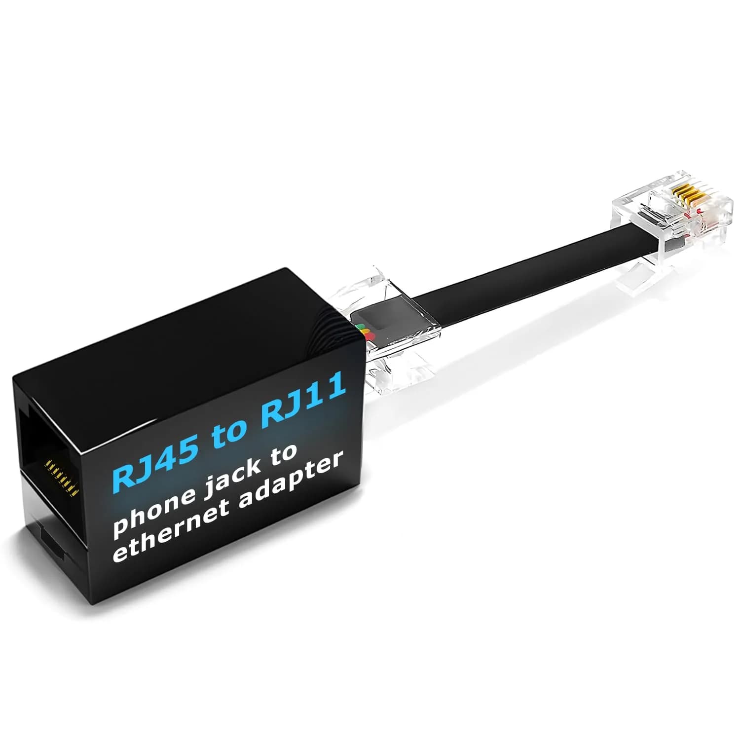 RetailAndBulk 3 ft RJ11 to RJ45 Telephone Cable (2-Pack, Black) | Connect Analog Phones via Ethernet Jacks — Male to Male
