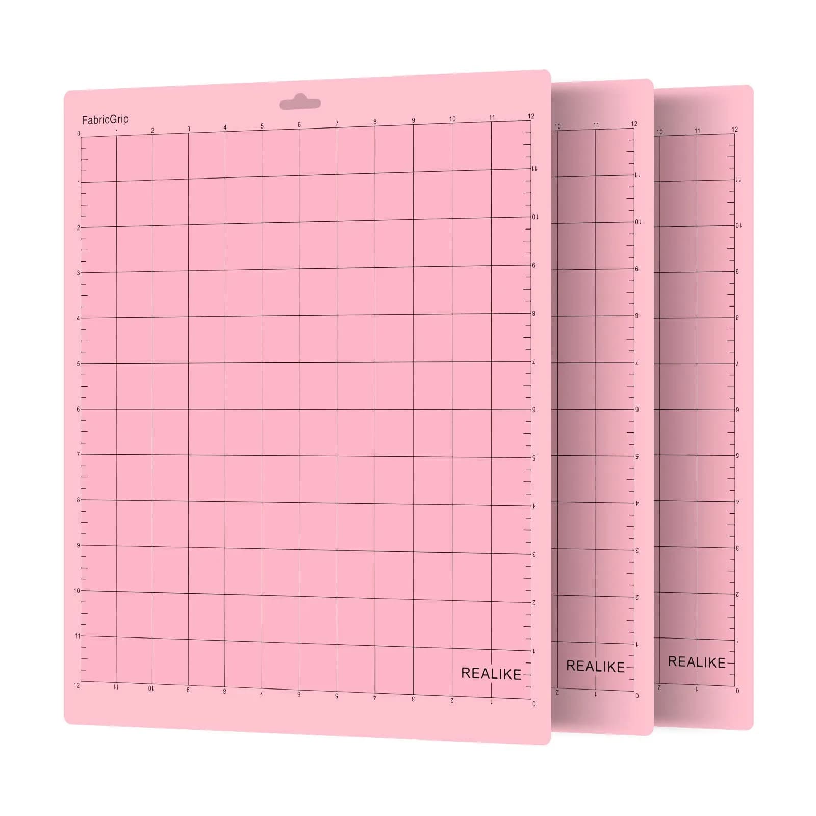 REALIKE 12x12 LightGrip Cutting Mat (3 Pack) | Gridded Adhesive Non-Slip Mat for Cricut Crafts — Pink / 12*12 FabricGrip (3 Mats)
