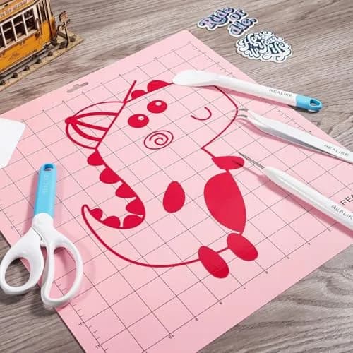 REALIKE FabricGrip Cutting Mat 12x12 Inch (3 Mats) | Self-Healing Pink Mat for Cricut Machines, Quilting & Crafts thumbnail 4