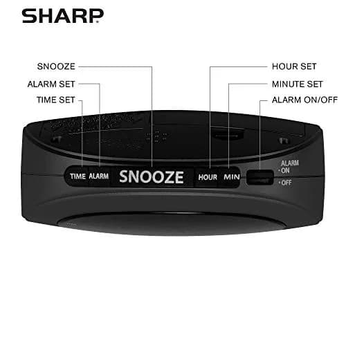 Sharp Small Digital Alarm Clock, Red LED, Snooze, 9V Battery Backup, Black | Clear 0.6” LED, Easy Controls, Compact Bedroom Clock thumbnail 3