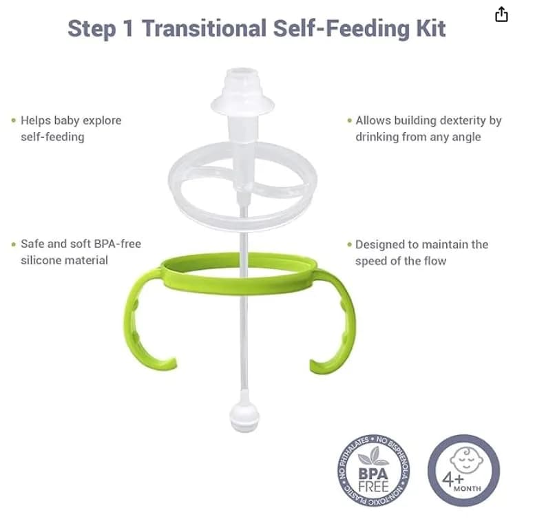 ANPEI Step 1 Transitional Weighted Straw and Handles Self-Feeding Kit Compatible with Comotomo Nipples | 6 Piece Set thumbnail 2