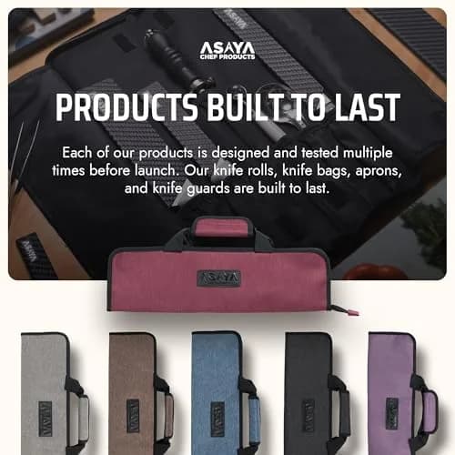Asaya Chef Knife Roll Bag - 12-Pocket Travel Case for Kitchen Knives, Lightweight Stain-Resistant Nylon, Red | Secure & Portable thumbnail 7