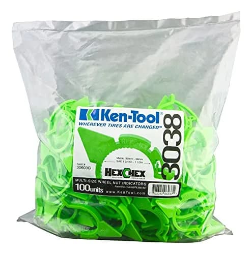 Ken-Tool HexChex Multi-Size Wheel Loose Nut Indicator 30-38 mm Green (100-Pack) | Professional Grade Tool thumbnail 4