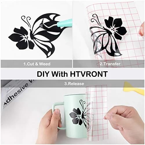 HTVRONT Matte Black Permanent Vinyl Roll 12in x 14ft (30.48cm x 4.27m) | Waterproof & Easy Cut for Crafts thumbnail 6