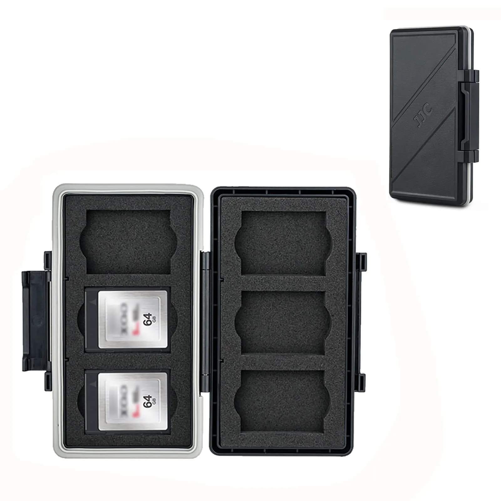 JJC XQD Cfexpress Type B Card Holder Water-Resistant 6 Card Storage | Durable, Shockproof Organizer for Nikon, Fuji, Panasonic, DJI