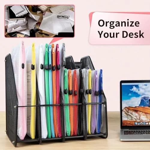 Umriox 12 Pack A6 Mesh Zipper Pouch Bags | Color Coded Small Organizer for Office & School thumbnail 6