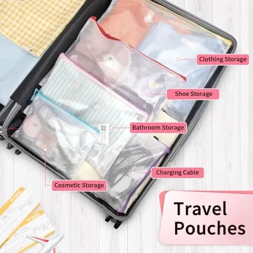 Umriox 12 Pack A6 Mesh Zipper Pouch Bags | Color Coded Small Organizer for Office & School thumbnail 7