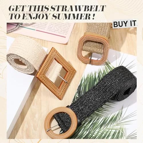 Syhood Woven Belt Dress, Fit Waist Size Below 40'' | Bohemian Elastic Waist Belt for Women thumbnail 7