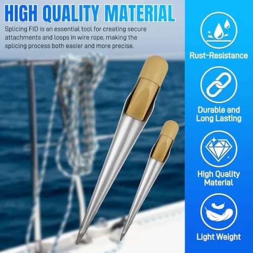 AGOOL Rope Splicing FID Stainless Steel Spike with Wooden Handle for Wire 1/8" 1/2" 1" | Durable Marine Hardware thumbnail 5