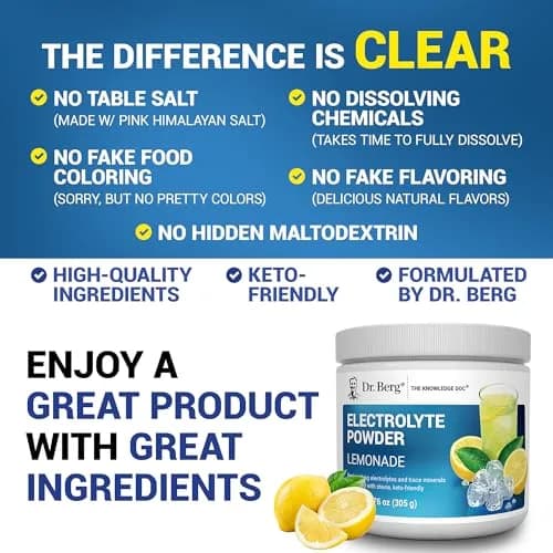 Dr. Berg Zero Sugar Hydration Keto Electrolyte Powder 300g | No Sugar, Potassium & Pink Himalayan Salt thumbnail 5